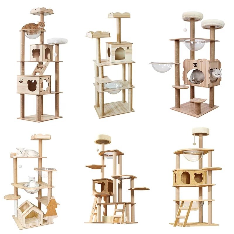 Rubber wood cat tree
