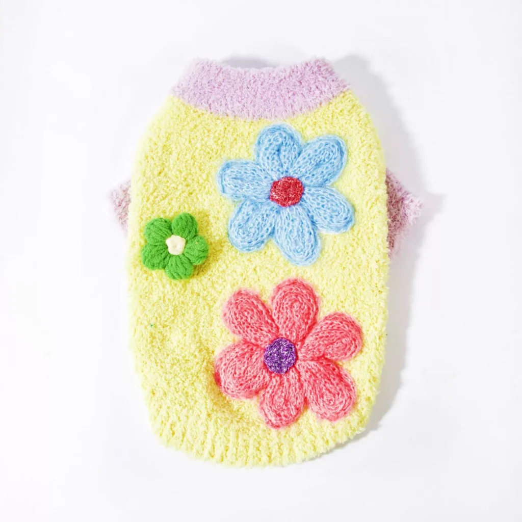 Floral Wool Blend Pet Sweater